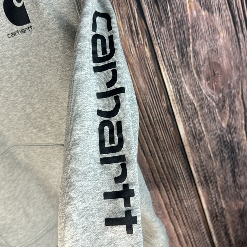Carhartt Unisex Gray Hoodie- Size 10/12 Medium - Picture 6 of 13